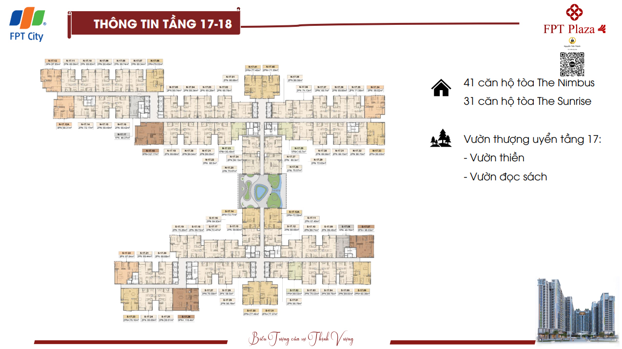 Mặt bằng căn hộ FPT Plaza 4 tầng 17, tầng 18
