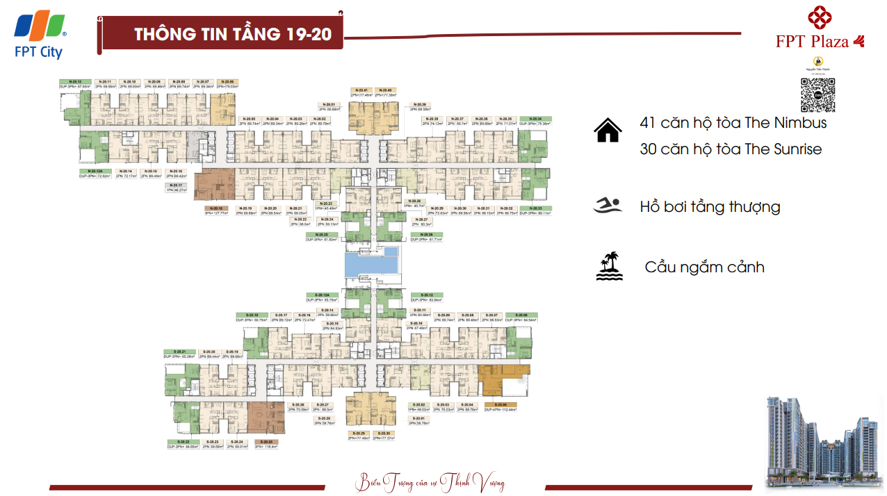 Mặt bằng căn hộ FPT Plaza 4 tầng 19 và tầng 20