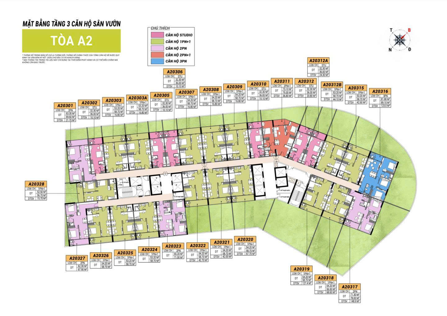 Tầng 3: Căn hộ sân vườn.