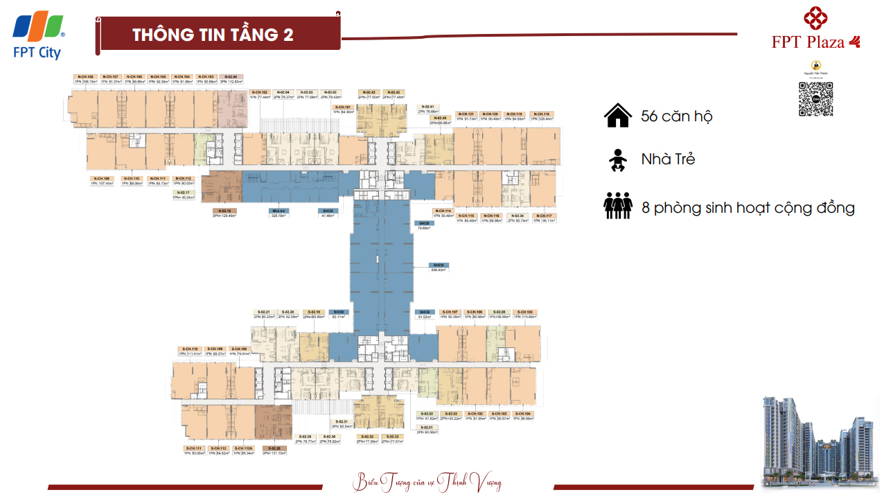 Mặt bằng căn hộ FPT PLaza 4 tầng 2