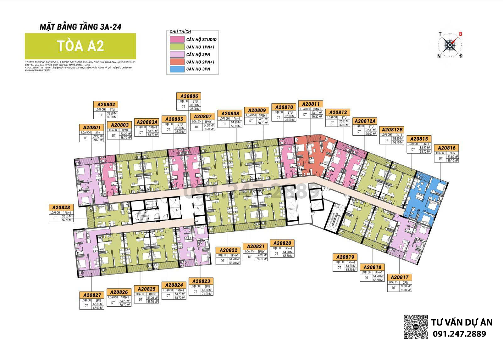 Tầng 4-24: Tầng căn hộ (Studio, 1-3PN)