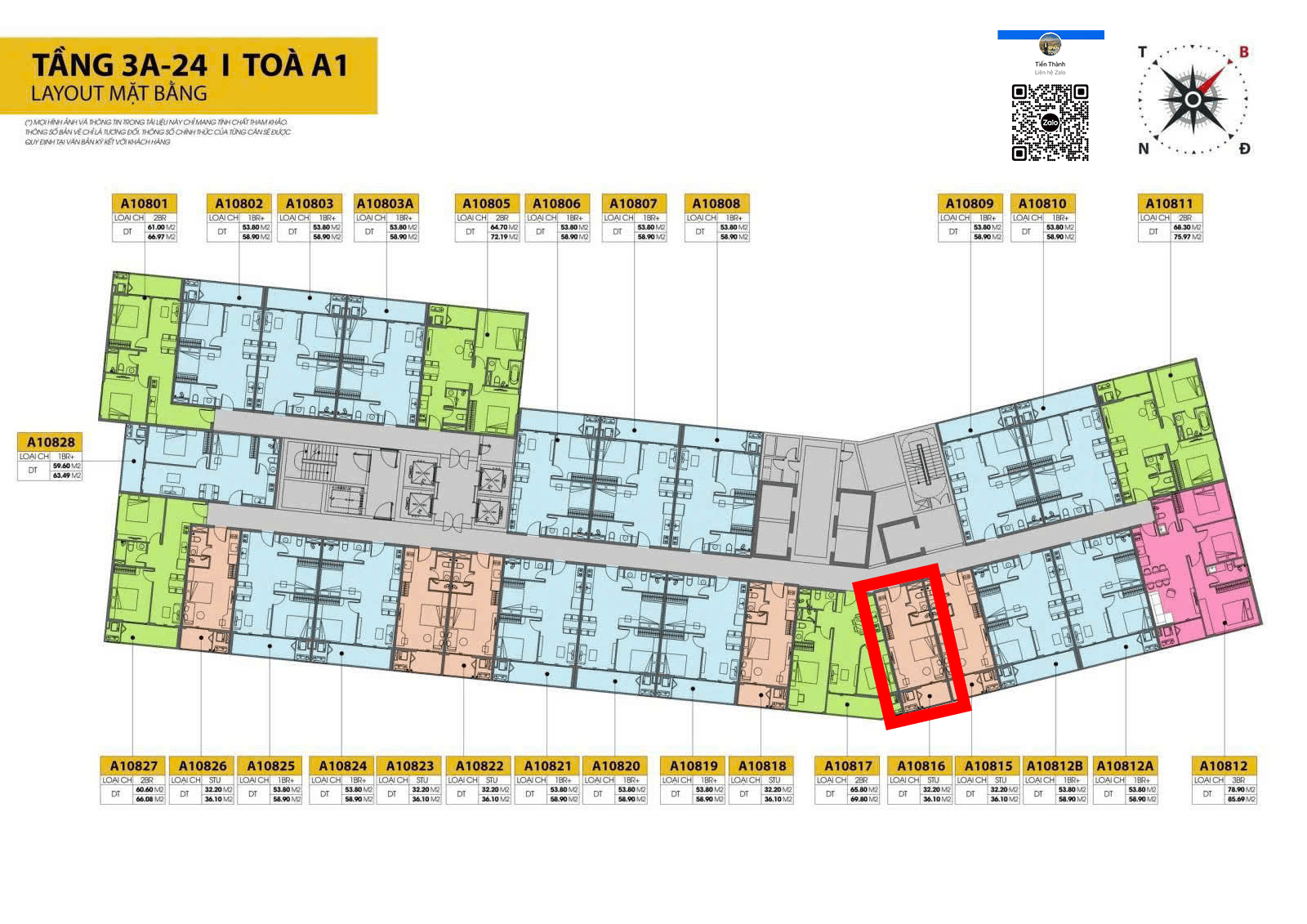 Vị trí căn hộ A1 - 21 - 16