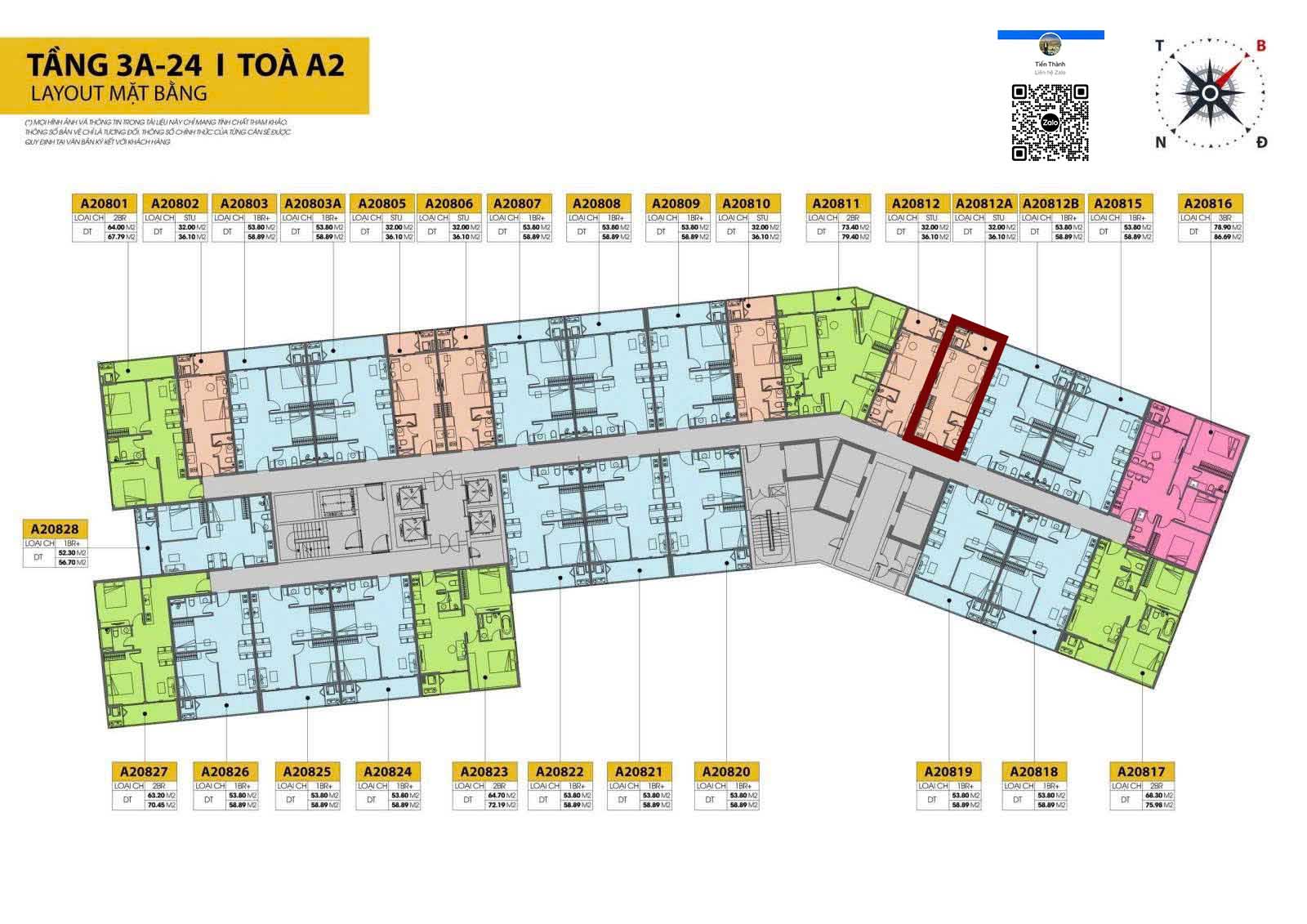 Vị trí căn hộ Sun Cora Tower | A2 - 19 - 12A